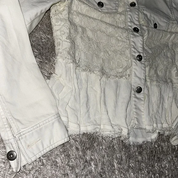 Free People Denim X Lace boho Jacket - Picture 3 of 6